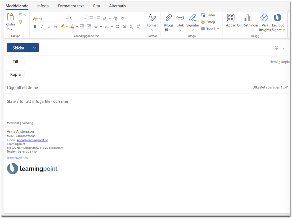 Mailsiganturlösning i nya Outlook_Learningpoint